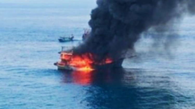 KM United Terbakar di Perairan Pulau Berhala