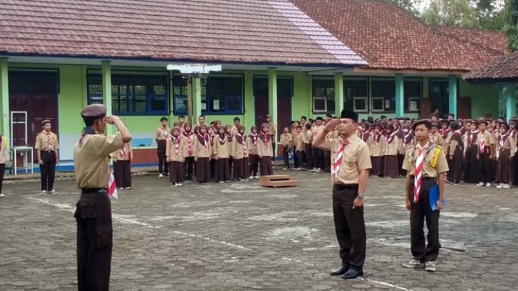 HUT ke-61 Pramuka Tingkat Kecamatan Karangjaya Berlangsung Khidmat