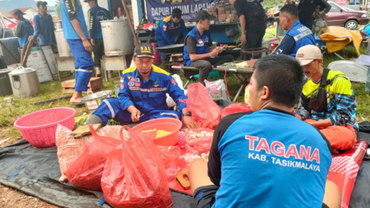 Posko Dumlap Gabungan Tagana Kab. Tasik Sediakan 2.000 Porsi Makan per Hari