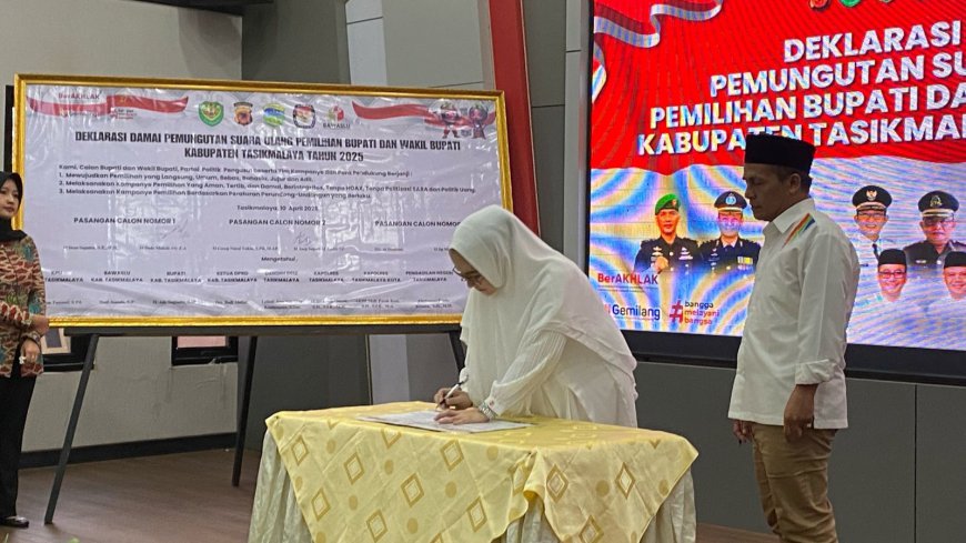 Tiga Paslon Bupati dan Wakil Bupati Tasikmalaya Sepakat Kawal PSU Damai 